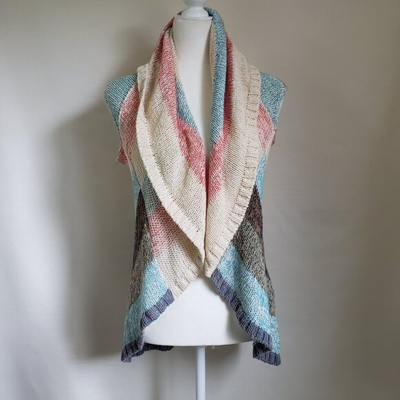 Colorblock Knit Colorblock Open Cardigan CABI Size Small Boho Aztec Western - Picture 5 of 6